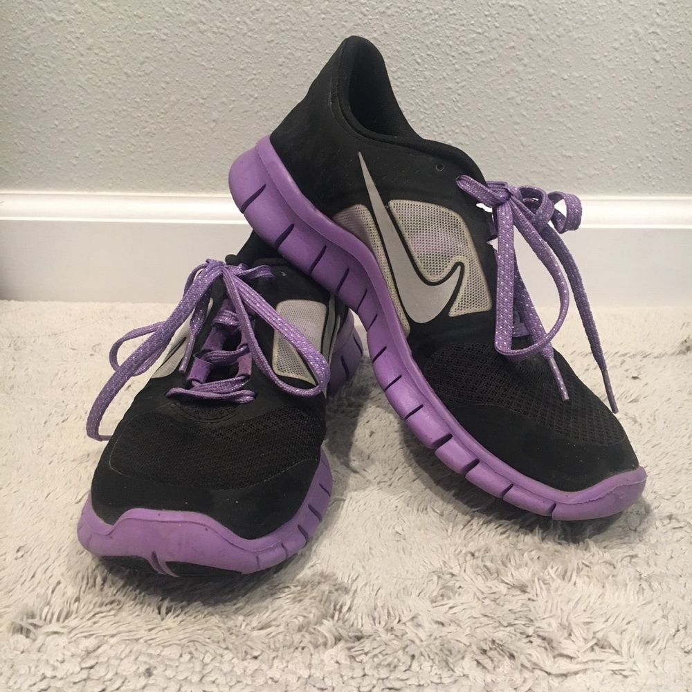 Nike Free Run Shoes Black & Purple